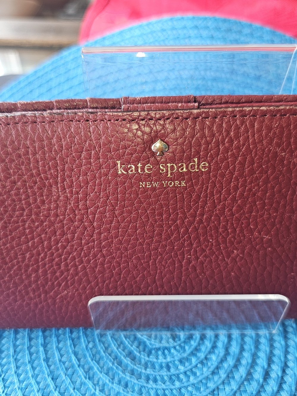 Kate Spade Burgundy Leather Billfold/Checkbook Card Holder